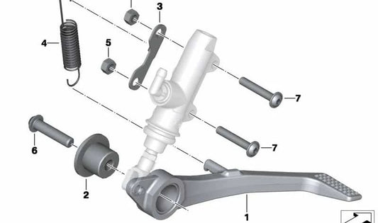 Pedal de freno trasero OEM 46718542082 para motos BMW S 1000 RR (K46), S 1000 R (K47). Original BMW Motorrad.