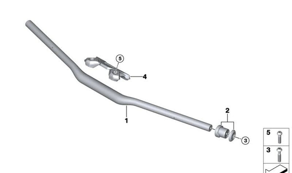 Manillar OEM 32717923821 para BMW Motorrad M 1000 R (modelos MKM3, 0E81, 0P51, 0P53). Compatible con versiones desde 10/2022 en adelante. Recambio original BMW Motorrad.