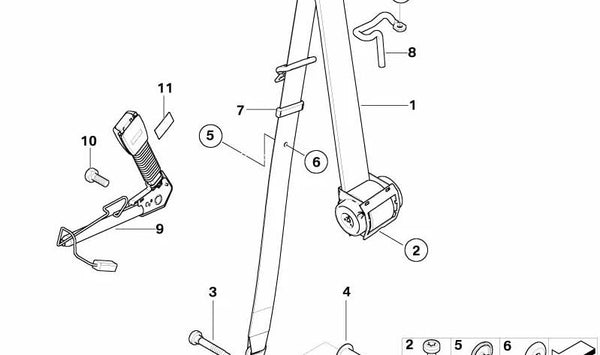 Cinturón de seguridad delantero derecho con regulador de fuerza OEM 72119147862 para MINI Cabrio R52 Cooper, Cooper S (2004–2008). Original MINI.