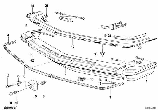 Rechte vordere Stoßstange für die BMW 6 E24 -Serie (OEM 51111858764). Original BMW.