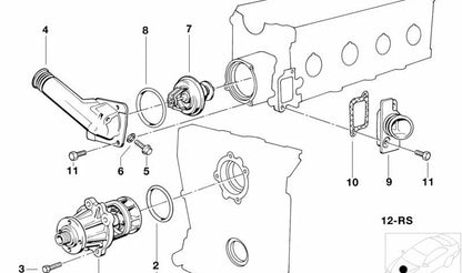 Carcasa de termostato OEM 11531709819 para BMW E30, E36, E34. Original BMW.