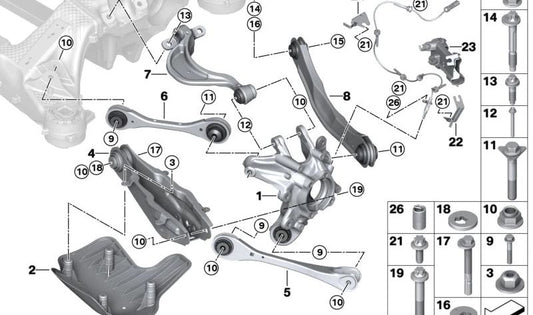 Richtige Unterstützung für die BMW 5 G61 -Serie, I I20 (OEM 34526893538). Original BMW