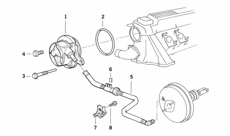 Tubo de vacío OEM 34331162032 para BMW E34. Original BMW.