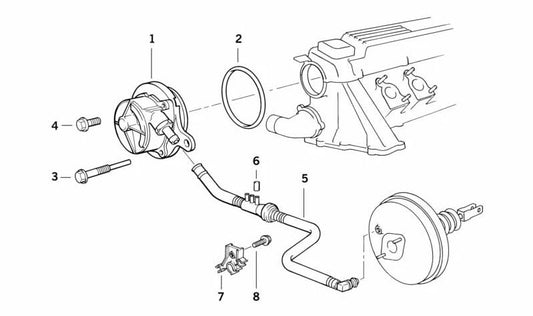 Tube à vide OEM 3431162032 pour BMW E34. BMW d'origine.