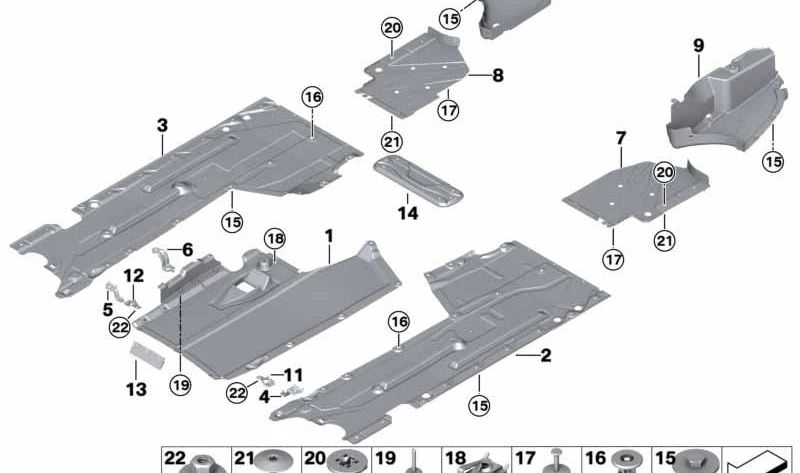Cubierta inferior lateral derecha OEM 51758055952 para BMW F87, F87N, F80, F80N, F82, F82N, F83, F83N. Original BMW.