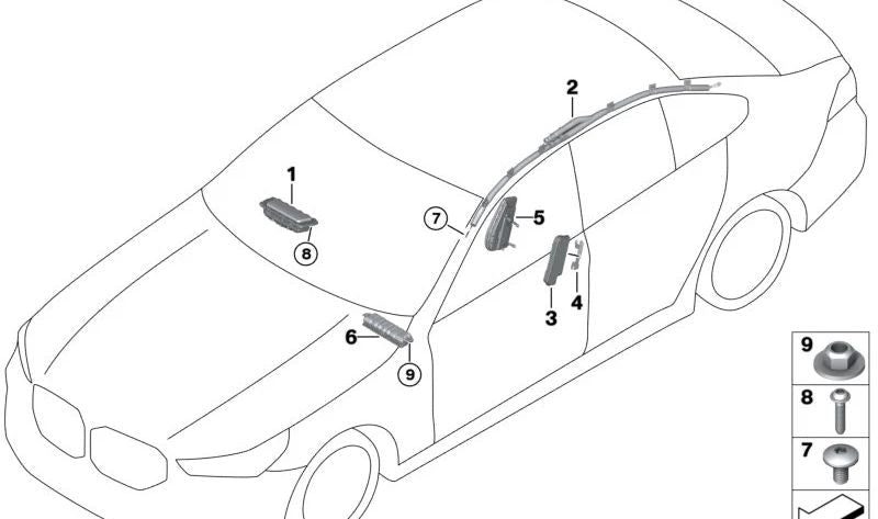 Left Airbag Bracket for BMW 5 Series G60, G61, G90, 7 Series G70 (OEM 72125A21B33). Original BMW