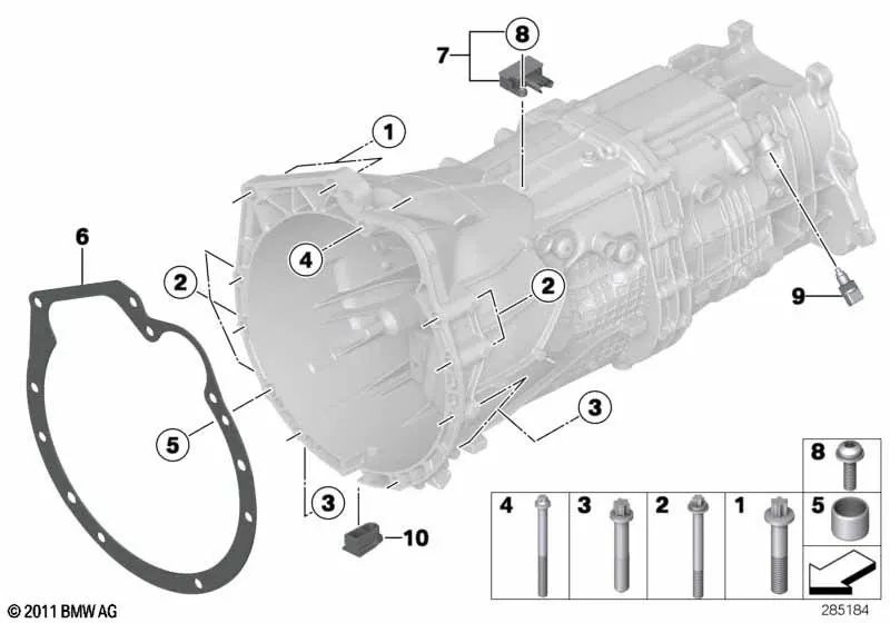 Parafuso de alça para BMW Série 1 F20, F21 Série 2 F22, F23 Série 3 F30, F31, F34 Série 4 F32, F33 Série 5 F10, F11 (OEM 23007603855). BMW original