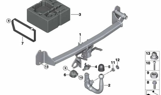 Travesaño preparación portaequipajes trasero OEM 71606884563 para MINI Countryman F60, F60 LCI. Original MINI.