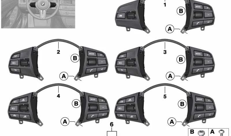Interruptor volante multifunción deportivo OEM 61319316955 para BMW F20, F30, F32, F36, F22, F23… y más. Original BMW.