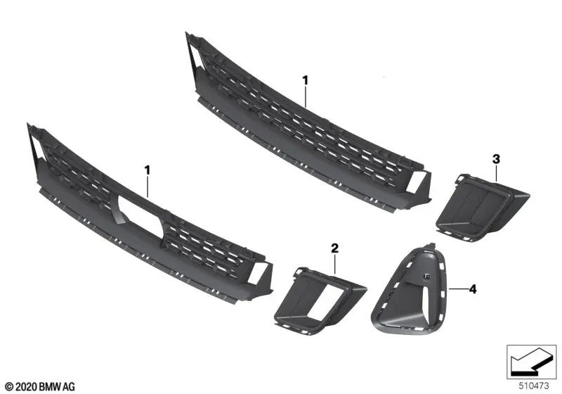 Links geschlossenes Lufteingangsnetz für BMW G32N (OEM 51118081611). Original BMW.