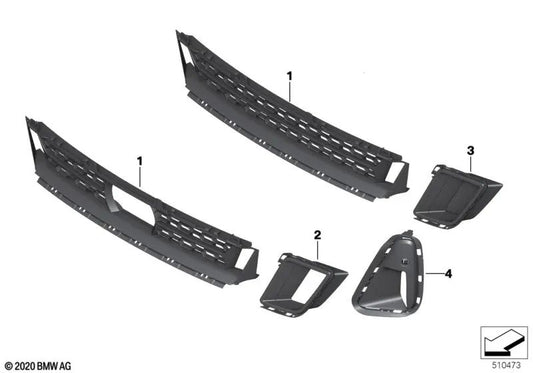 Links geschlossenes Lufteingangsnetz für BMW G32N (OEM 51118081611). Original BMW.