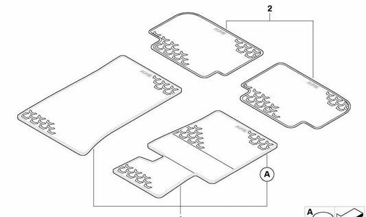 Juego de alfombrillas de goma traseras Anthrazit OEM 51470427558 para BMW Serie 3 E90, E90 LCI, E91, E91 LCI. Original BMW.
