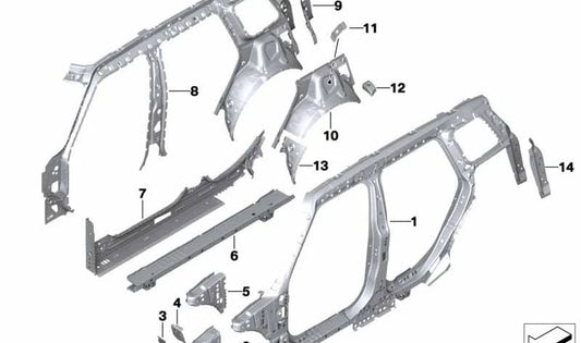 Pasarruedas exterior trasero derecho OEM 41007430874 para MINI Clubman F54, F54 LCI. Original MINI.