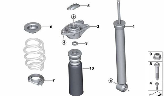 Amortiguador trasero OEM 33506894107 para MINI F54 Clubman (05/2018-02/2024). Original MINI.