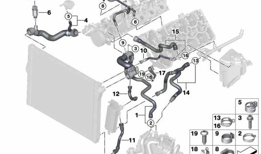 OEM -Kältemittelschlauch 17127575426 für BMW F01, F02. Originaler BMW -Ersatz.