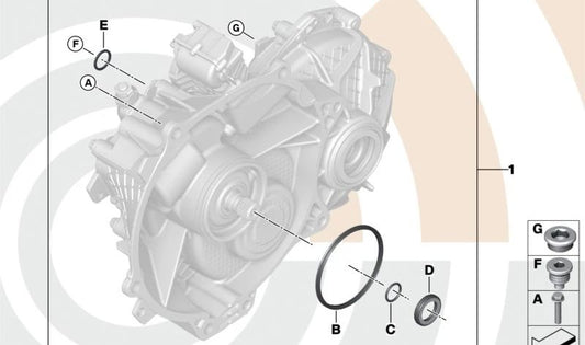 Juego de juntas para caja de cambios eléctrica OEM 27208861720 para BMW i3 (I01, I01N). Original BMW.