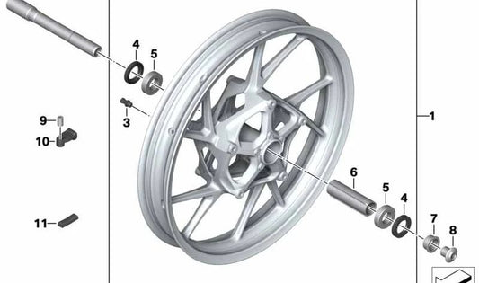 Llanta de fundición gris delantera OEM 36318394332 para motos BMW F 750 GS, F 800 GS. Original BMW Motorrad.