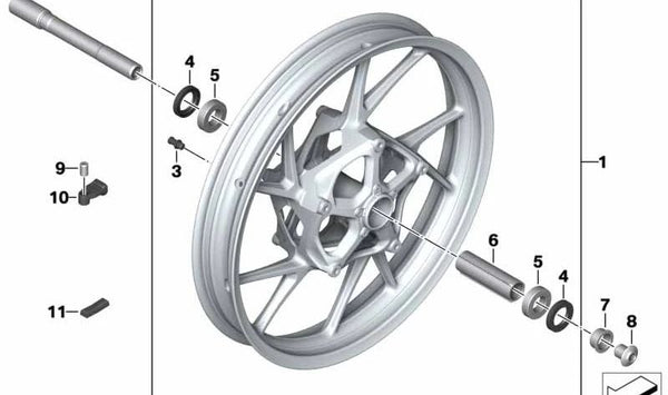 Llanta de fundición negra delantera OEM 36318550395 para motos BMW F 900 R, F 900 XR, R 1250 R, R 1250 RS, S 1000 XR. Original BMW Motorrad.