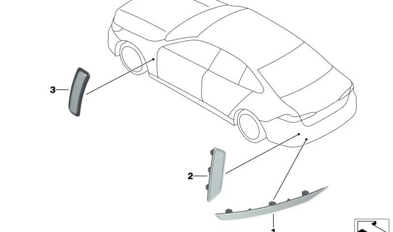 OEM Catadioptrico posteriore destro 63148084786 per BMW G60, G61, G68. Riflettore posteriore BMW originale.