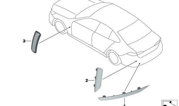 Catadióptrico trasero derecho OEM 63148084786 para BMW G60, G61, G68. Reflector trasero original BMW.