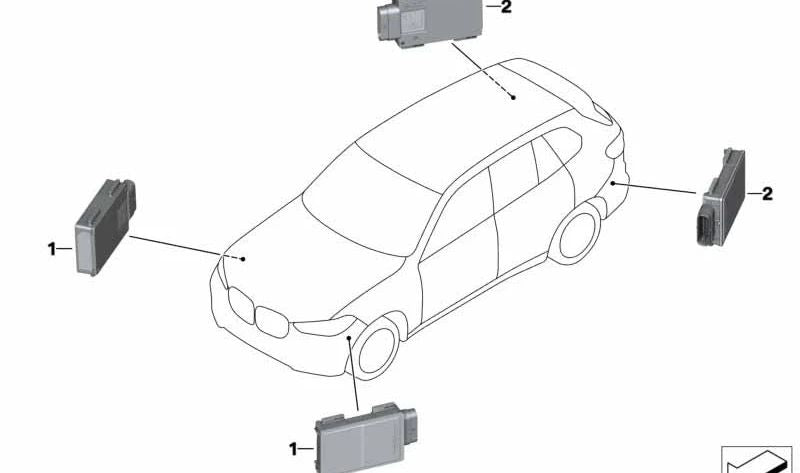 Short -range radar sensor OEM 66325A84D00 for BMW X5 (F95, G05), X6 (F96, G06) and X7 (G07). Original BMW.