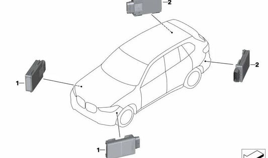 Short -range radar sensor OEM 66325A84D00 for BMW X5 (F95, G05), X6 (F96, G06) and X7 (G07). Original BMW.