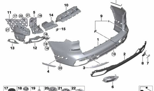 Moldura trasera izquierda parachoques OEM 51128092887 para BMW X7 G07. Pieza original BMW.
