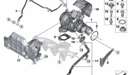 Brida para turbocompresor OEM 11657823280 para MINI R55, R56, R57, R58, R59, R60, R61. Original MINI.