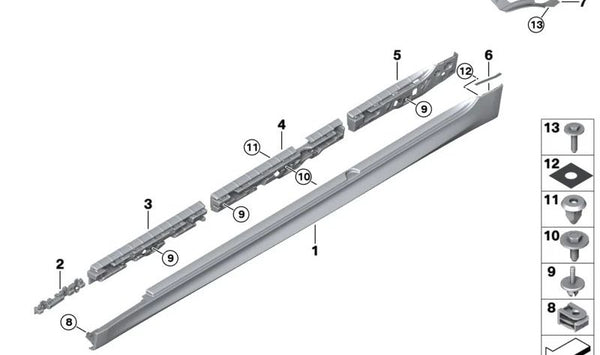 Pasaruedas trasero izquierdo OEM 51777448307 para BMW G30 (Serie 5). Original BMW.