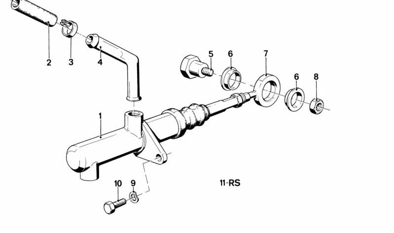 Conector hidráulico OEM 21521116137 para BMW Serie 3 E21. Pieza original BMW para sistema de embrague (geberzylinder). Recambio genuino para acoplamiento del cilindro maestro.