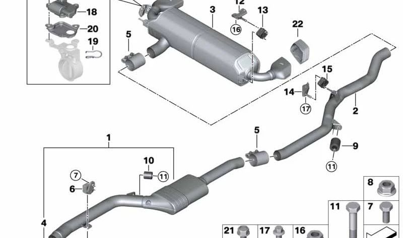 Vibration Damper OEM 18307607696 for BMW F20, F21, F07, F11, F18, G30, G31, F06, G32, F01, F02. Original BMW.