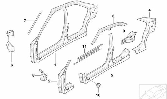 Pilar à esquerda OEM 41218130101 para BMW E36. BMW Piece corporal original.
