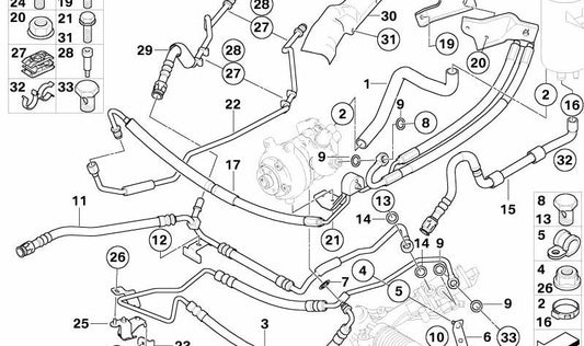 Tubo de retorno Dynamic Drive OEM 32416761518 para BMW E60 y E61. Original BMW.
