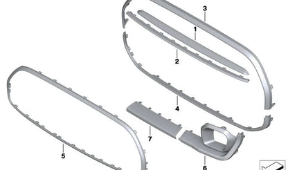 Panel protector canalización aire central izquierdo OEM 51119450571 para MINI F56 LCI, F55 LCI, F57 LCI. Original MINI.