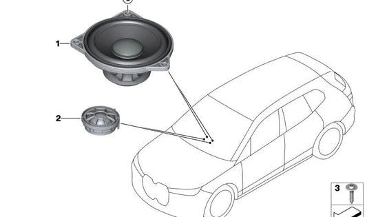 Mid Sound Speaker OEM 65139441894 for BMW I20, F65, F66, U25. Original BMW.
