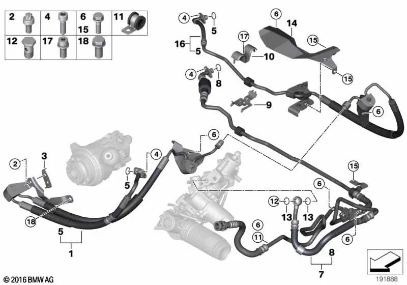 Return Pipe Assembly for BMW X5 E70 (OEM 32416788318). Original BMW.