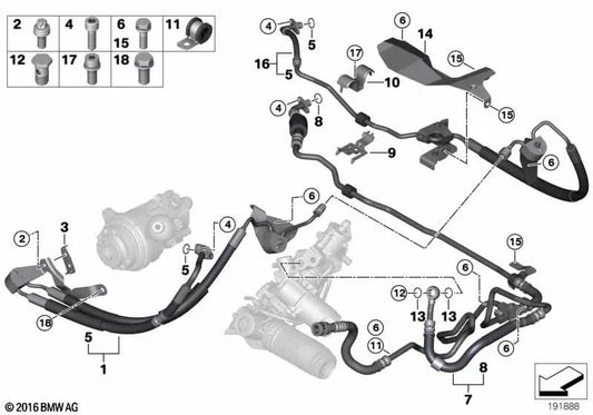 Return Pipe Assembly for BMW X5 E70 (OEM 32416788318). Original BMW.