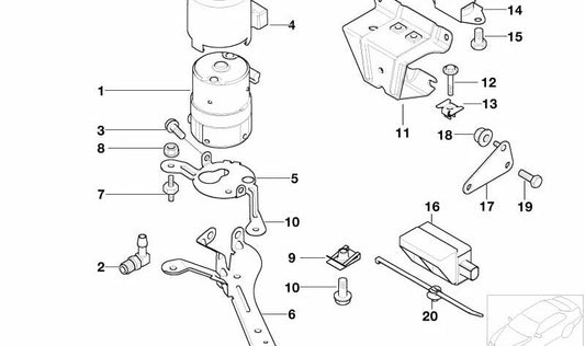Brida sujeta cables con soporte OEM 12512247487 para BMW F40, F44, F45, F46, E46, E60, E61, F07, F10, F11, F48, F39 y MINI F54, F55, F56, F57, F60 y Motorrad K21, K22, K23, K32, K33, K34, K35. Original BMW, MINI y Motorrad.