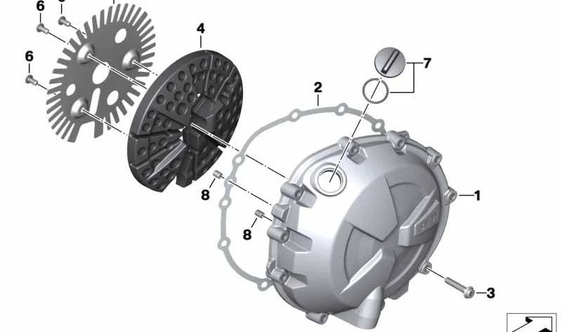 Junta tapa del embrague OEM 11148568825 para motos BMW S 1000 R, S 1000 RR, S 1000 XR, M 1000 RR, M 1000 R, M 1000 XR. Original BMW Motorrad.