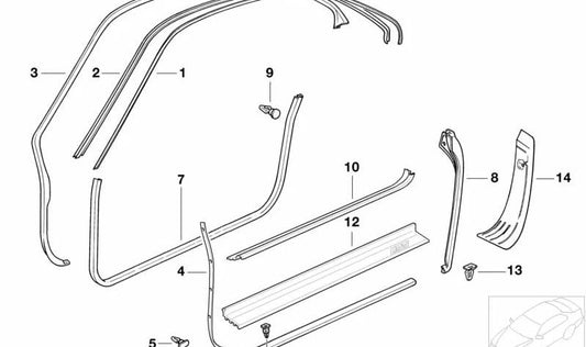 Right edge protection for BMW E31 (OEM 51728124220). Original BMW