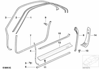 Proteção de borda direita para BMW E31 (OEM 51728124214). BMW original