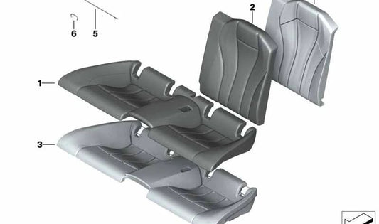 Funda de asiento de cuero OEM 52208079234 para BMW F91 y F92. Color negro. Recambio original BMW.