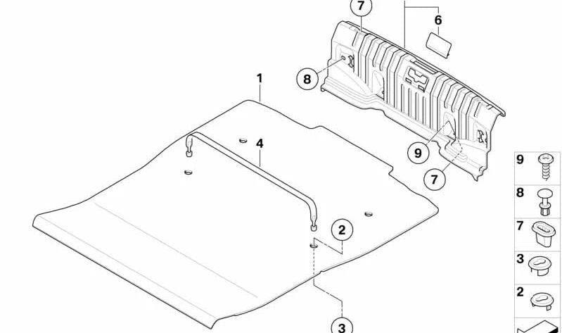 OEM 51479138557 Fundo de Irmandade para BMW E88 118D e 118i (N43, N46T, N47). Revestimento original do porta -malas. BMW original.
