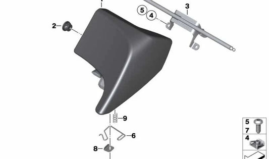 Soporte de bloqueo derecho OEM 52537704146 para BMW Motorrad R1200GS, R1250GS, Adventure, R1200RT, R1250RT, F750GS, F850GS, F900XR, S1000XR. Original BMW Motorrad.