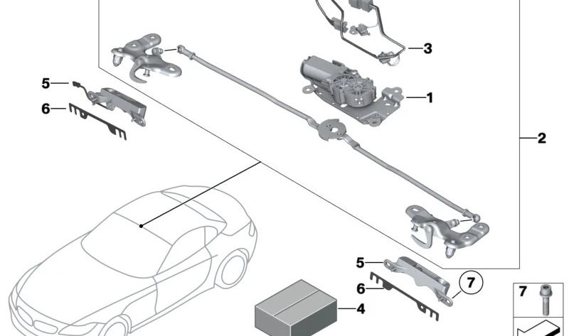 Mecanismo de cierre del techo OEM 54377224670 para BMW Z4 E89. Original BMW.