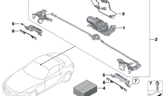 Fixing set for OEM closing 54377220691 for BMW Z4 E89. Original BMW piece.