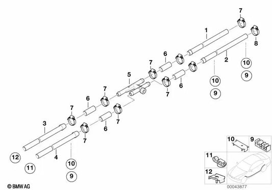 Tubo de combustível traseiro para BMW 7 E38 Series (OEM 16121184993). BMW original
