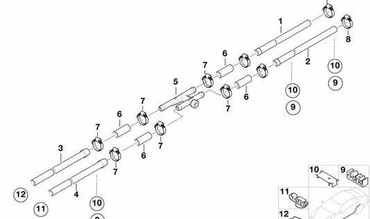 Conector de combustible OEM 16121184958 para BMW E39, E38. Original BMW.