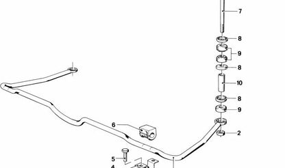 Barra estabilizadora trasera Ø16MM OEM 33551123944 para BMW E12 y E24. Compatible con todos los modelos indicados. Recambio original BMW.
