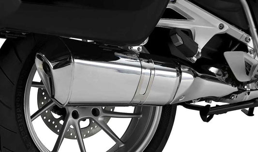 Chrom-Endschalldämpfer OEM 18518531078 für BMW R1200RT (08/2013-03/2018), R1250RT Motorräder. Original BMW Motorrad.